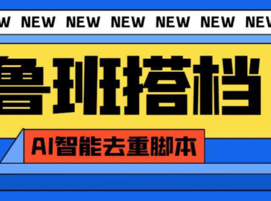 外面收费299的鲁班搭档视频AI智能全自动去重脚本，搬运必备神器【AI智能…